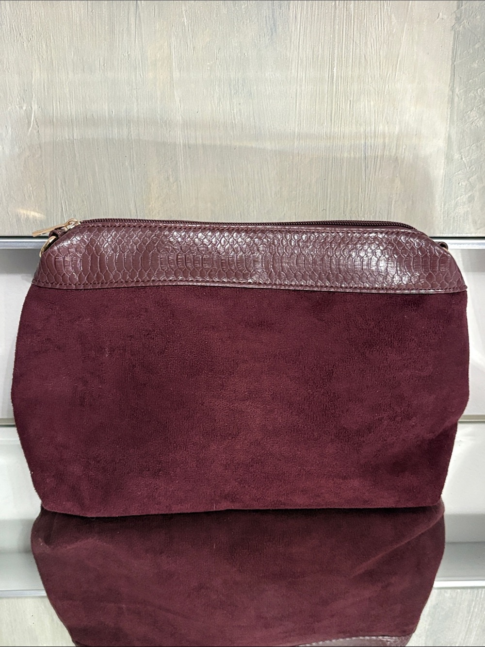 Deep Burgundy Suede Luxe Clutch